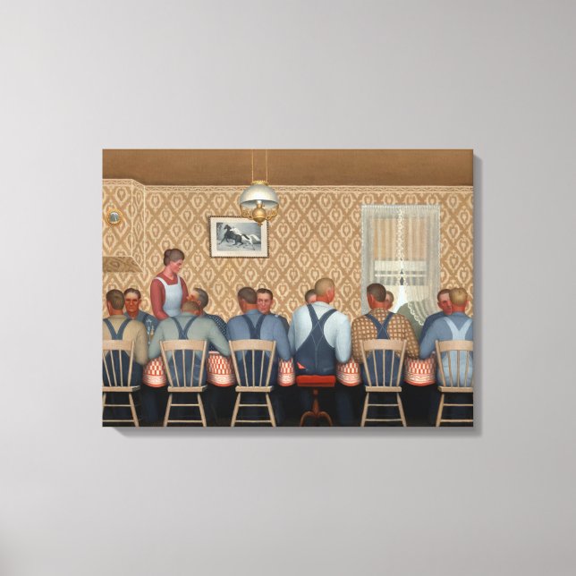 Dinner for Threshers by Grant Wood Canvas Print (Front)