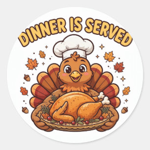 Dinner Is Served Funny Thanksgiving Sticker