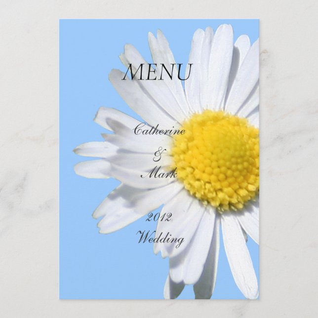 Dinner menu card, daisy flower (Front)