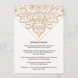 Dinner Menu Formal Elegant Lace Scroll Swirl