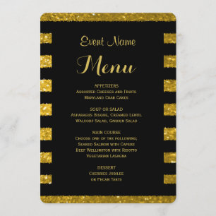 Dinner Menu   Gold and Black Stripes