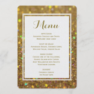 Dinner Menu   Gold Glitter