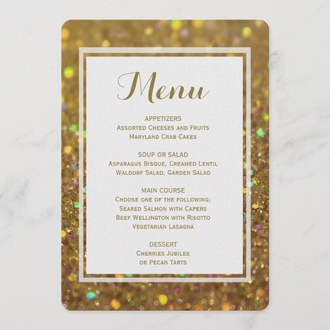 Dinner Menu | Gold Glitter (Front)