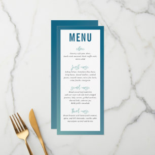 DINNER MENU modern star blue mint ombre gradient