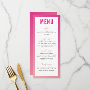 DINNER MENU modern star pretty pink ombre gradient