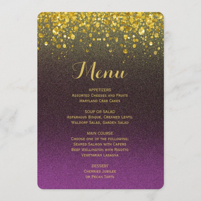 Dinner Menu | Purple and Gold (Front)