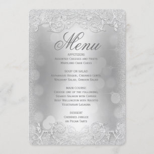 Dinner Menu   Silver Faux Glitter