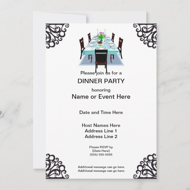 Dinner Party Custom Invitations (Front)