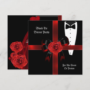 Dinner Party Formal Red Black Tie Corporate Invite