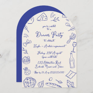Dinner party hand drawn invitation