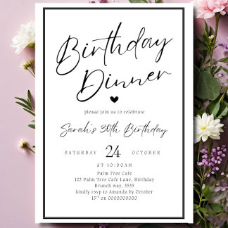 Dinner Party Invitation Template Black Adult Any A