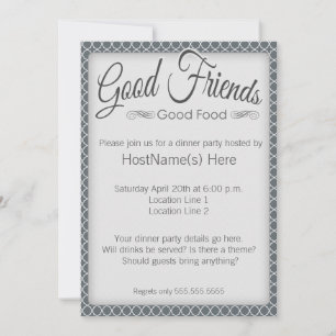 Dinner Party Invitations in Grey