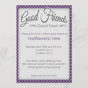 Dinner Party Invitations in Purple