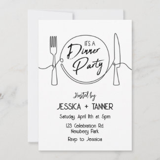 Dinner Party, Minimalist Party, Birthday Dinner, Invitation
