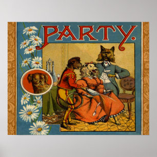 Dinner Party Vintage dogs Poster