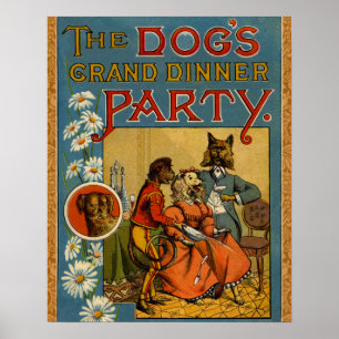 Dinner Party Vintage dogs Poster