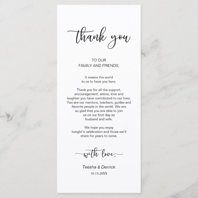 Dinner Place Setting Thank You, Black Font Card (Front)
