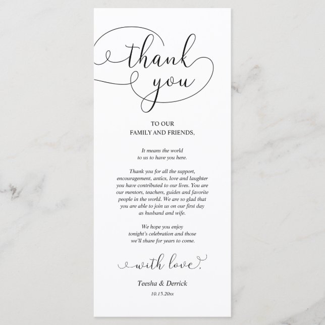Dinner Place Setting Thank You Calligraphy Card (Front)