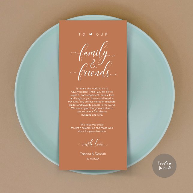 Dinner Place Setting Thank You, Copper Rust Card (Dinner Place Setting Thank You Card, Modern Classy Wedding, in Copper Rust)