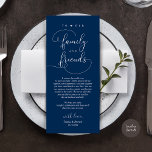 Dinner Place Setting Thank You Modern Elegant Card<br><div class="desc">Introducing the perfect finishing touch to your wedding reception - our elegant romantic script in navy blue Wedding Thank You Dinner Place Setting Cards, with card title "to our family and friends" ! Designed to express your heartfelt appreciation for each guest's presence on your special day, these cards are the...</div>