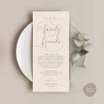 Dinner Place Setting Thank You Modern Elegant Card<br><div class="desc">Introducing the perfect finishing touch to your wedding reception - our elegant romantic script in dark grey cream Wedding Thank You Dinner Place Setting Cards, with card title "to our family and friends" ! Designed to express your heartfelt appreciation for each guest's presence on your special day, these cards are...</div>