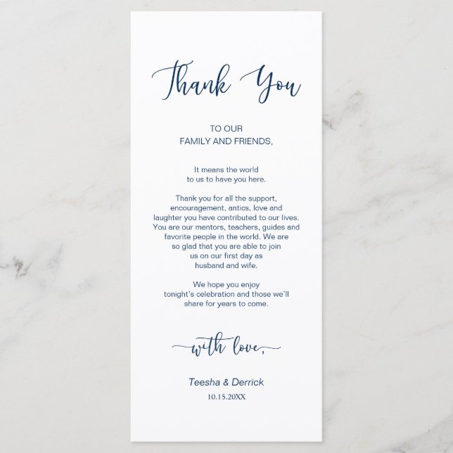 Dinner Place Setting Thank You, Navy Blue, Card (Front)