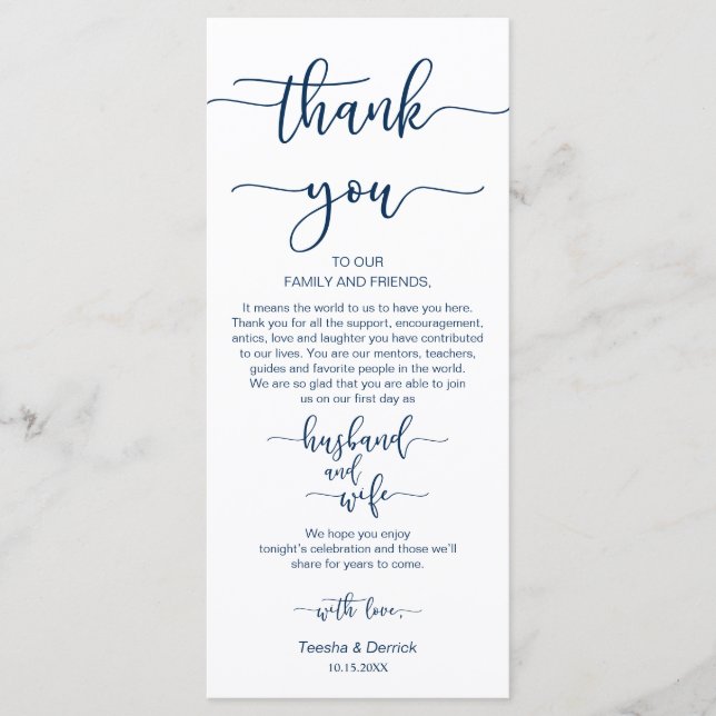 Dinner Place Setting Thank You, Navy Blue, Cards (Front)