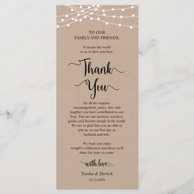 Dinner Place Setting Thank You, Rustic Kraft Cards (Front)