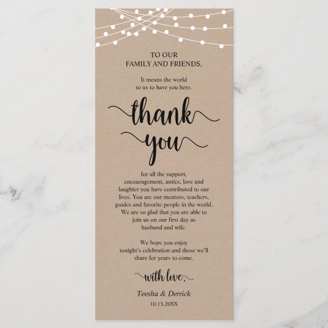 Dinner Place Setting Thank You, Rustic Kraft Cards (Front)