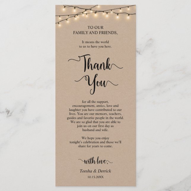 Dinner Place Setting Thank You, Rustic Kraft Cards (Front)