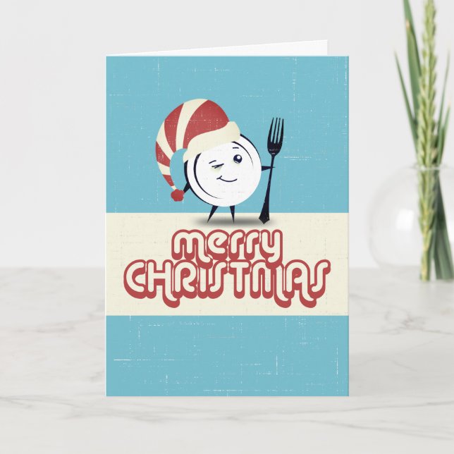 Dinner plate Christmas chef restaurant catering Holiday Card (Front)