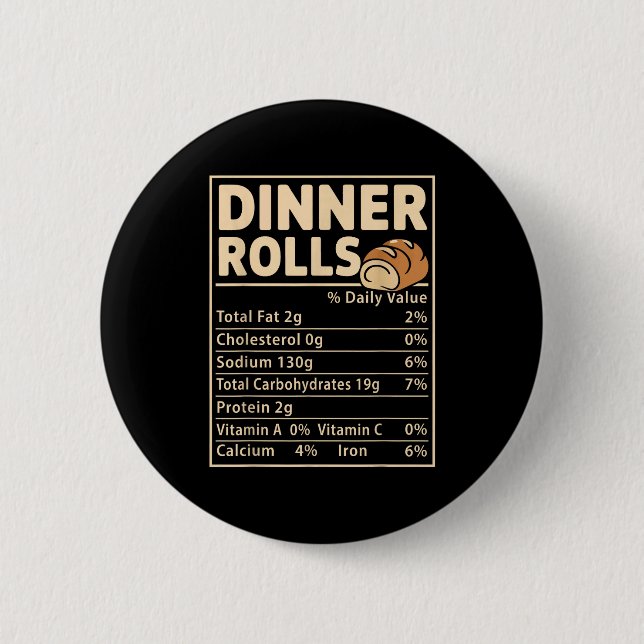 Dinner Rolls Nutrition Facts Funny Bread Food Desi 6 Cm Round Badge (Front)