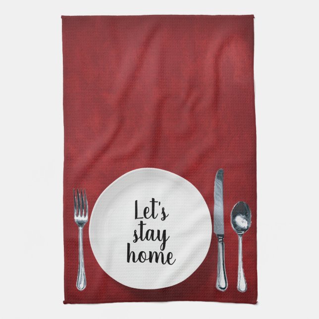 Dinner Setting On Red Tea Towel (Vertical)