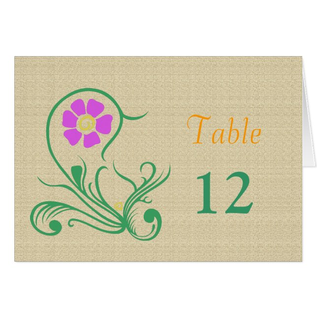 Dinner table number card (Front Horizontal)