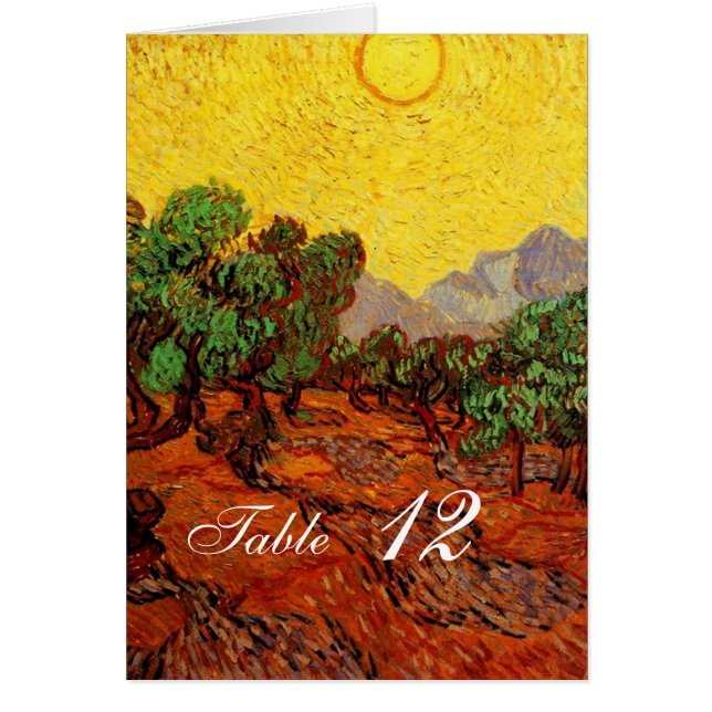 dinner table number card. Vincent van Gogh. (Front)