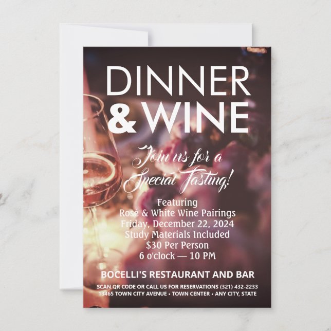 Dinner & Wine Tasting Custom Flyer Invitation (Front)