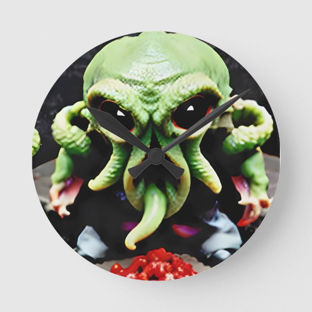 Dinner with Cthulhu Round Clock (Front)