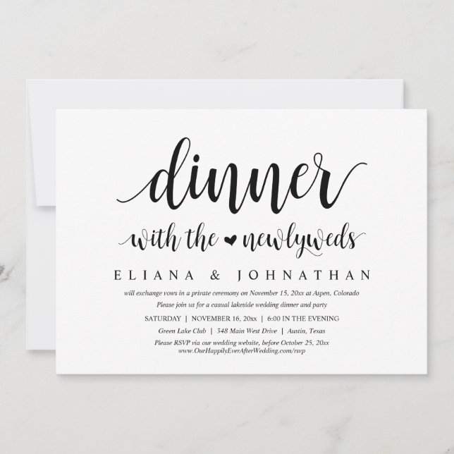 Dinner with the newlyweds, Wedding Elopement Invitation (Front)