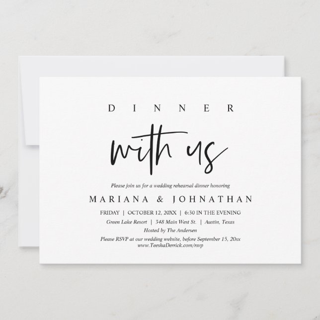Dinner With Us, Wedding Rehearsal Party Invitation (Front)