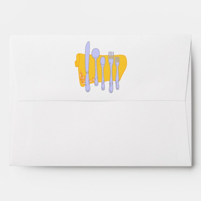 Dinnerware Cooking Design Template Envelope (Back (Top Flap))
