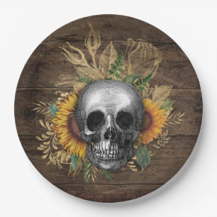 Dinnerware Reception Rustic Sunflower Skull