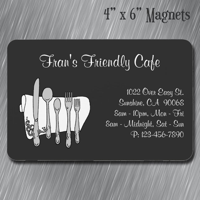Dinnerware Restaurant Black White Custom  4" x 6" Magnet (Dinnerware Restaurant Black White Custom 4" x 6" Magnet)