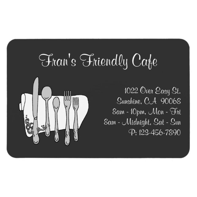Dinnerware Restaurant Black White Custom Magnet (Horizontal)