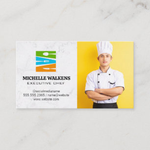 Dinnerware Restaurant Logo Chef in Uniform Business Card