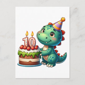 Dino 10th Birthday Invitation Postcard