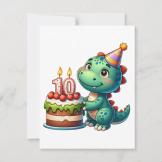 Dino 10th Birthday Thank You Card