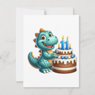 Dino 11th Birthday Invitation