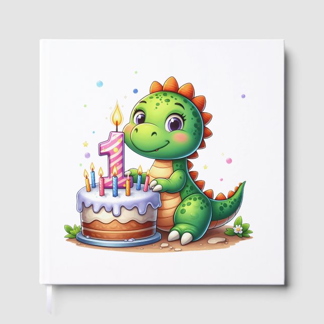 Dino 1st Birthday Guest Book (Front)