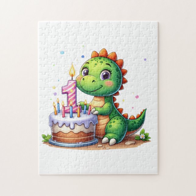 Dino 1st Birthday Jigsaw Puzzle (Vertical)