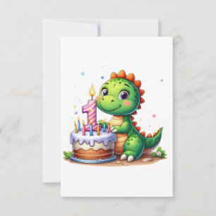 Dino 1st Birthday RSVP Card